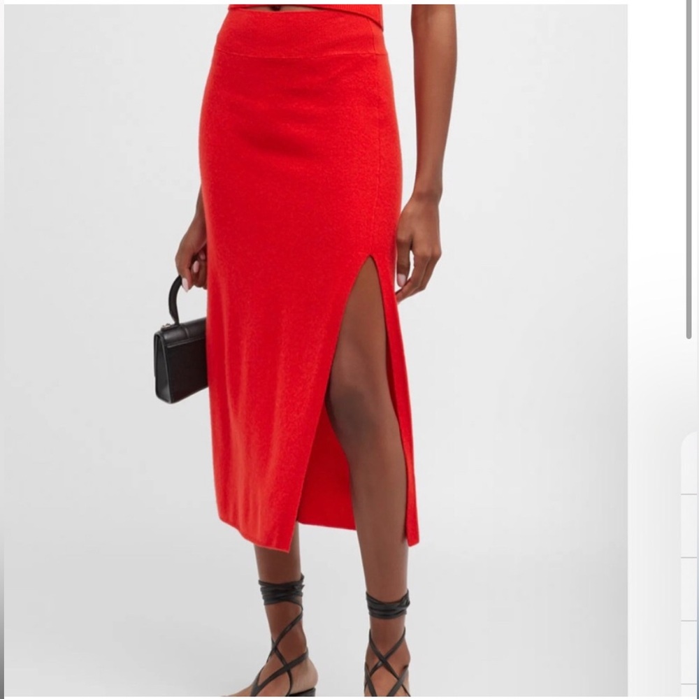 Frame Cashmere Slit Pencil Midi Skirt